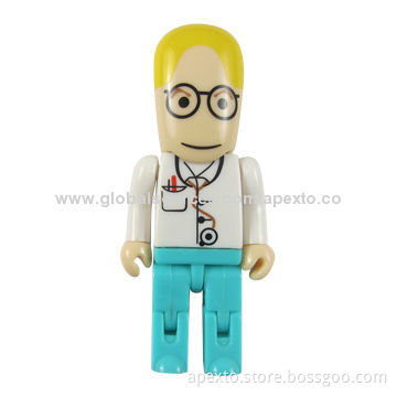 Doctor-shaped USB Stick, Customized Designs Optional, with or Without KeychainNew